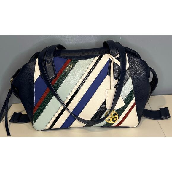 EUC Tory Burch Perry Balloon Multicolored Stripe Handbag - Picture 3 of 14